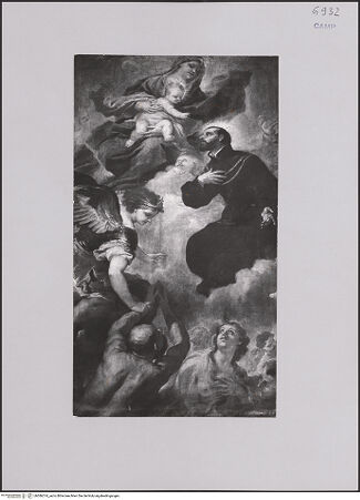 Vorderseite von unbekannt [https://www.deutsche-digitale-bibliothek.de/content/lizenzen/rv-fz/] Der heilige Kajetan bittet die Madonna um die Fürsprache für die Seelen im Fegefeuer - Gesamtansicht, bh586374_recto. Foto.