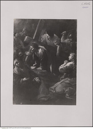 Vorderseite von Sopr. Gall. Napoli [https://www.deutsche-digitale-bibliothek.de/content/lizenzen/rv-ez/] Christus bricht unter der Last des Kreuzes zusammen - Gesamtansicht, bh586756_recto. Foto.