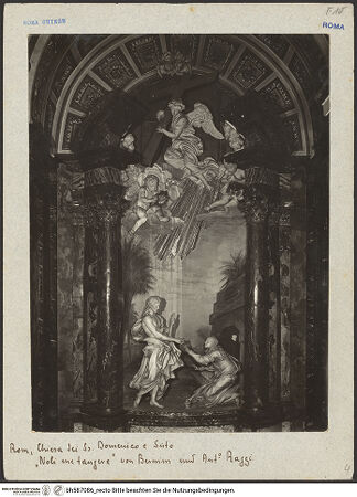 Vorderseite von unbekannt [https://www.deutsche-digitale-bibliothek.de/content/lizenzen/rv-fz/] Cappella AlaleonaAltaraufbau mit Noli me tangere und Engeln mit Arma Christi - Gesamtansicht, bh587086_recto. Foto.