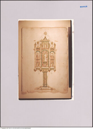 Vorderseite von unbekannt [https://www.deutsche-digitale-bibliothek.de/content/lizenzen/rv-fz/] Entwurf für eine Monstranz - , bh587513_recto. Foto.