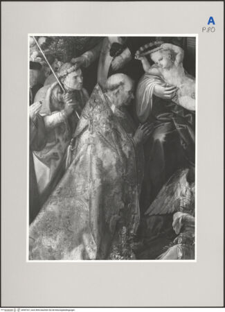 Vorderseite von Nationalgalerie Prag [https://www.deutsche-digitale-bibliothek.de/content/lizenzen/rv-ez/] Das Rosenkranzfest - Detail: Papst Julius II., bh587527_recto. Foto.