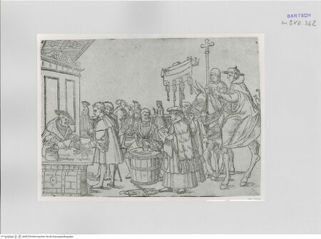 Vorderseite von Staatliche Museen zu Berlin - Preußischer Kulturbesitz, Kupferstichkabinett [https://www.deutsche-digitale-bibliothek.de/content/lizenzen/rv-ez/] Flugblatt: Ablasshandel - Detail, bh587529. Foto: Anders, Jörg P..