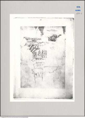 Vorderseite von Biblioteca Apostolica Vaticana [https://www.deutsche-digitale-bibliothek.de/content/lizenzen/rv-ez/] Aufnahme nach Gebälk und Fußprofil der Attika der Umfassungsmauer des Nervaforums in Rom, den sogenannten Colonacce - Gesamtansicht, bh587530_recto. Foto.