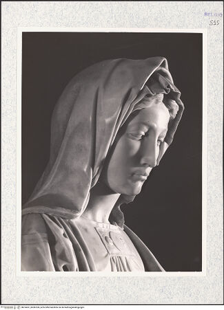 Vorderseite von Chauffourier? [https://www.deutsche-digitale-bibliothek.de/content/lizenzen/rv-ez/] Mouscron-Madonna - Kopf der Madonna von vorn links, bh587830_recto. Foto: Chauffourier, Gustavo Eugenio?.