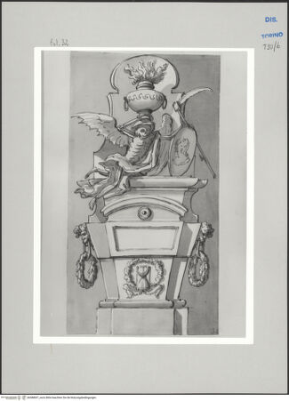 Vorderseite von Museo Civico d'Arte Antica, Torino [https://www.deutsche-digitale-bibliothek.de/content/lizenzen/rv-ez/] Memorie sepolcrali delli Huomini insigni di questo secolo conosciuti da me (...)Entwurf für ein Grabmal - , bh588007_recto. Foto.