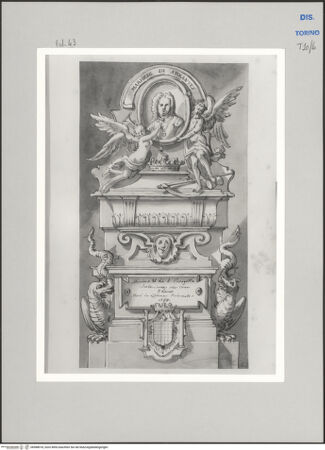 Vorderseite von Museo Civico d'Arte Antica, Torino [https://www.deutsche-digitale-bibliothek.de/content/lizenzen/rv-ez/] Memorie sepolcrali delli Huomini insigni di questo secolo conosciuti da me (...)Entwurf für ein Grabmal für Rodrigo Annes de Sá Ameida e Menez Marchese de Fontes e Abrantes, Abrantes 1676 - 1733 - , bh588018_recto. Foto.