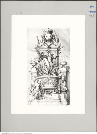 Vorderseite von Museo Civico d'Arte Antica, Torino [https://www.deutsche-digitale-bibliothek.de/content/lizenzen/rv-ez/] Memorie sepolcrali delli Huomini insigni di questo secolo conosciuti da me (...)Entwurf für ein Grabmal für Claude Louis-Hector Herzog von Villars, Turin 1653 - 1734 - , bh588020_recto. Foto.