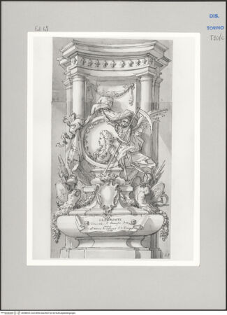 Vorderseite von Museo Civico d'Arte Antica, Torino [https://www.deutsche-digitale-bibliothek.de/content/lizenzen/rv-ez/] Memorie sepolcrali delli Huomini insigni di questo secolo conosciuti da me (...)Entwurf für ein Grabmal für Louis de Clermonte, Tonnerre 1688 - Colorno 1734 - , bh588023_recto. Foto.