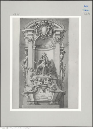 Vorderseite von Museo Civico d'Arte Antica, Torino [https://www.deutsche-digitale-bibliothek.de/content/lizenzen/rv-ez/] Memorie sepolcrali delli Huomini insigni di questo secolo conosciuti da me (...)Entwurf für ein Grabmal für Claude Florimond Graf von Mercy, Longwy 1666 - Parma 1734 - , bh588030_recto. Foto.
