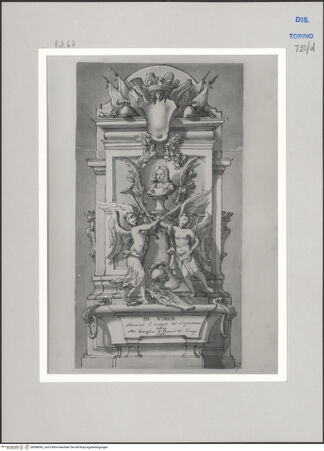 Vorderseite von Museo Civico d'Arte Antica, Torino [https://www.deutsche-digitale-bibliothek.de/content/lizenzen/rv-ez/] Memorie sepolcrali delli Huomini insigni di questo secolo conosciuti da me (...)Entwurf für ein Grabmal für Franz Hektor Baron von Vins, gest. Parma 1734 - , bh588042_recto. Foto.