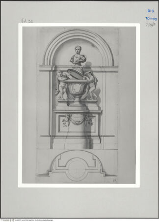 Vorderseite von Museo Civico d'Arte Antica, Torino [https://www.deutsche-digitale-bibliothek.de/content/lizenzen/rv-ez/] Memorie sepolcrali delli Huomini insigni di questo secolo conosciuti da me (...)Entwurf für ein Grabmal - , bh588067_recto. Foto.