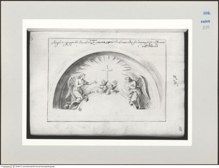 Vorderseite von Ecole Nationale Supérieure des Beaux Arts [https://www.deutsche-digitale-bibliothek.de/content/lizenzen/rv-ez/] Recueil Weale. Libro degli abbozzi de disegni delle commissioni, che si fano in Roma per ordine della Corte (di Portugallo)Nr. 16: Engel und Putten im Bogen über dem Altar - , bh588157_recto. Foto.