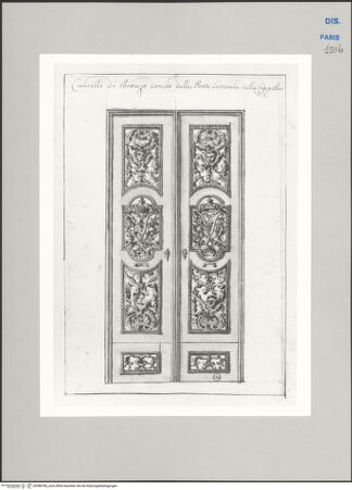 Vorderseite von Ecole Nationale Supérieure des Beaux Arts [https://www.deutsche-digitale-bibliothek.de/content/lizenzen/rv-ez/] Recueil Weale. Libro degli abbozzi de disegni delle commissioni, che si fano in Roma per ordine della Corte (di Portugallo)Nr. 40: Entwurf für die Seitentür der Kapelle - , bh588180_recto. Foto.