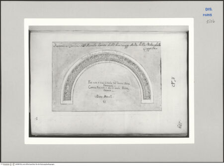 Vorderseite von Ecole Nationale Supérieure des Beaux Arts [https://www.deutsche-digitale-bibliothek.de/content/lizenzen/rv-ez/] Recueil Weale. Libro degli abbozzi de disegni delle commissioni, che si fano in Roma per ordine della Corte (di Portugallo)Nr. 47: Entwurf für die Bögen der Decke der Kapelle - , bh588186_recto. Foto.