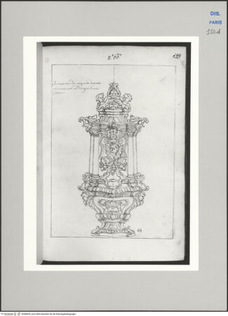 Vorderseite von Ecole Nationale Supérieure des Beaux Arts [https://www.deutsche-digitale-bibliothek.de/content/lizenzen/rv-ez/] Recueil Weale. Libro degli abbozzi de disegni delle commissioni, che si fano in Roma per ordine della Corte (di Portugallo)Nr. 66: Entwurf für ein Weihrauchgefäß - , bh588205_recto. Foto.