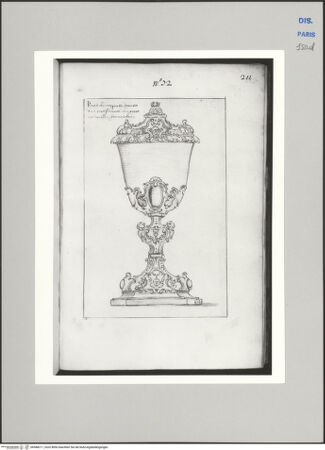 Vorderseite von Ecole Nationale Supérieure des Beaux Arts [https://www.deutsche-digitale-bibliothek.de/content/lizenzen/rv-ez/] Recueil Weale. Libro degli abbozzi de disegni delle commissioni, che si fano in Roma per ordine della Corte (di Portugallo)Nr. 72: Entwurf für einen Abendmahlskelch - , bh588211_recto. Foto.