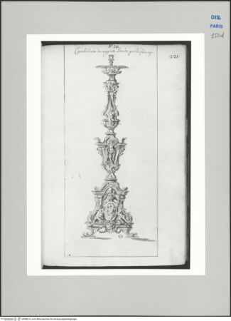 Vorderseite von Ecole Nationale Supérieure des Beaux Arts [https://www.deutsche-digitale-bibliothek.de/content/lizenzen/rv-ez/] Recueil Weale. Libro degli abbozzi de disegni delle commissioni, che si fano in Roma per ordine della Corte (di Portugallo)Nr. 74: Entwürfe für Kerzenständer - , bh588214_recto. Foto.