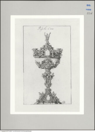 Vorderseite von Ecole Nationale Supérieure des Beaux Arts [https://www.deutsche-digitale-bibliothek.de/content/lizenzen/rv-ez/] Recueil Weale. Libro degli abbozzi de disegni delle commissioni, che si fano in Roma per ordine della Corte (di Portugallo)Nr. 77: Entwurf für einen Hostienkelch - , bh588217_recto. Foto.