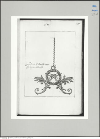 Vorderseite von Ecole Nationale Supérieure des Beaux Arts [https://www.deutsche-digitale-bibliothek.de/content/lizenzen/rv-ez/] Recueil Weale. Libro degli abbozzi de disegni delle commissioni, che si fano in Roma per ordine della Corte (di Portugallo)Nr. 78: Entwurf für einen Leuchter - , bh588218_recto. Foto.