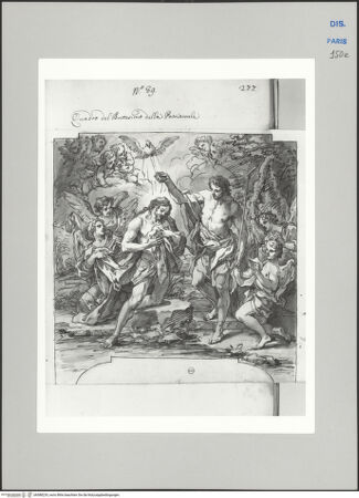 Vorderseite von Ecole Nationale Supérieure des Beaux Arts [https://www.deutsche-digitale-bibliothek.de/content/lizenzen/rv-ez/] Recueil Weale. Libro degli abbozzi de disegni delle commissioni, che si fano in Roma per ordine della Corte (di Portugallo)Nr. 89: Entwurf für ein Bild mit Darstellung der Taufe Christi - , bh588229_recto. Foto.