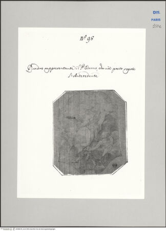 Vorderseite von Ecole Nationale Supérieure des Beaux Arts [https://www.deutsche-digitale-bibliothek.de/content/lizenzen/rv-ez/] Recueil Weale. Libro degli abbozzi de disegni delle commissioni, che si fano in Roma per ordine della Corte (di Portugallo)Nr. 98: Die Darstellung des Gottvaters - , bh588239_recto. Foto.