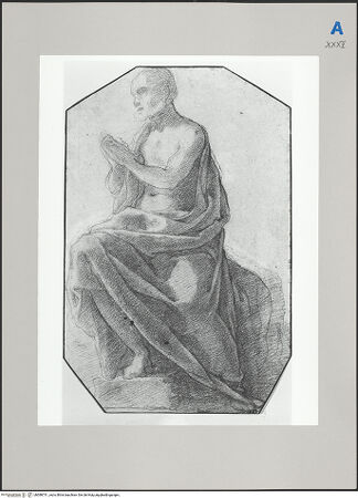 Vorderseite von Martin von Wagner Museum [https://www.deutsche-digitale-bibliothek.de/content/lizenzen/rv-ez/] Sitzender Heiliger in Anbetung - , bh588731_recto. Foto.