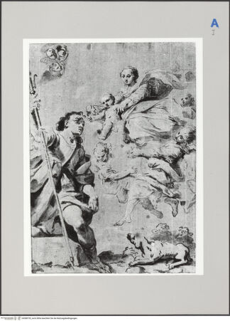 Vorderseite von Martin von Wagner Museum [https://www.deutsche-digitale-bibliothek.de/content/lizenzen/rv-ez/] Die Madonna erscheint einem Heiligen - , bh588753_recto. Foto.