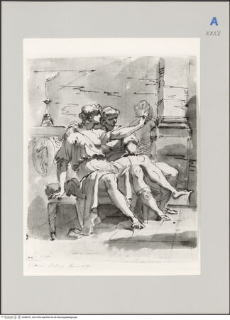 Vorderseite von Martin von Wagner Museum [https://www.deutsche-digitale-bibliothek.de/content/lizenzen/rv-ez/] Verliebtes Paar in einem Raum mit Kerze - , bh588767_recto. Foto.