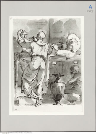 Vorderseite von Martin von Wagner Museum [https://www.deutsche-digitale-bibliothek.de/content/lizenzen/rv-ez/] Ein Bildhauer bei der Arbeit in seinem Atelier - , bh588804_recto. Foto.