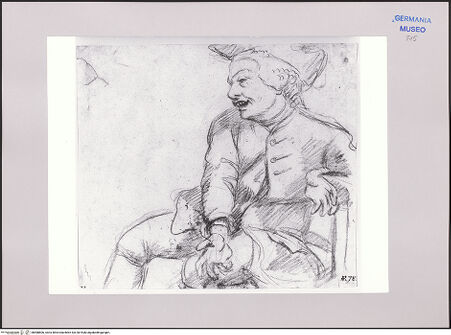 Vorderseite von Martin von Wagner Museum [https://www.deutsche-digitale-bibliothek.de/content/lizenzen/rv-ez/] Karikatur eines sitzenden Offiziers - , bh588806_recto. Foto.