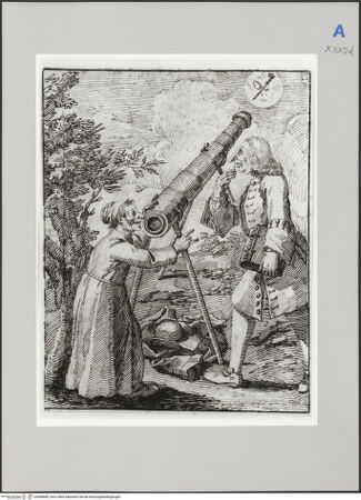 Vorderseite von Martin von Wagner Museum [https://www.deutsche-digitale-bibliothek.de/content/lizenzen/rv-ez/] Karikatur zweier Figuren mit einem Fernrohr - , bh588809_recto. Foto.