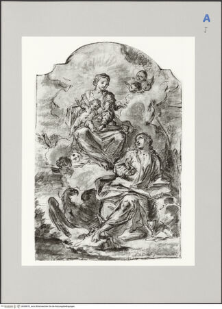 Vorderseite von Martin von Wagner Museum [https://www.deutsche-digitale-bibliothek.de/content/lizenzen/rv-ez/] Madonna erscheint dem heiligen Johannes Evangelist - , bh588813_recto. Foto.