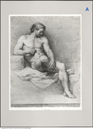 Vorderseite von Martin von Wagner Museum [https://www.deutsche-digitale-bibliothek.de/content/lizenzen/rv-ez/] Sitzende männliche Aktfigur - , bh588834_recto. Foto.