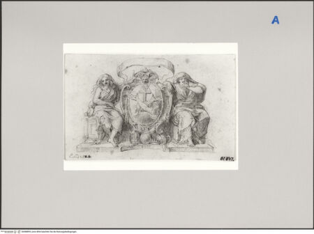 Vorderseite von Martin von Wagner Museum [https://www.deutsche-digitale-bibliothek.de/content/lizenzen/rv-ez/] Wappenschild mit allegorischer Figur - , bh588893_recto. Foto.