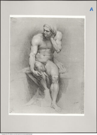 Vorderseite von Martin von Wagner Museum [https://www.deutsche-digitale-bibliothek.de/content/lizenzen/rv-ez/] Sitzender männlicher Akt - , bh588920_recto. Foto.