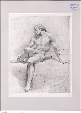 Vorderseite von Martin von Wagner Museum [https://www.deutsche-digitale-bibliothek.de/content/lizenzen/rv-ez/] Sitzender männlicher Akt - , bh588957_recto. Foto.