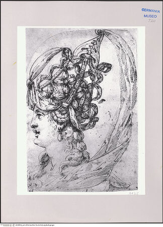 Vorderseite von Martin von Wagner Museum [https://www.deutsche-digitale-bibliothek.de/content/lizenzen/rv-ez/] Porträt einer Frau mit aufwendigem Kopfschmuck - , bh588966_recto. Foto.