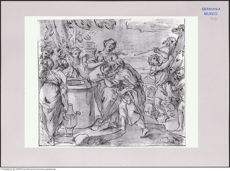 Vorderseite von Martin von Wagner Museum [https://www.deutsche-digitale-bibliothek.de/content/lizenzen/rv-ez/] Elieser und Rebekka am Brunnen - , bh588970_recto. Foto.