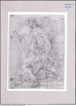 Vorderseite von Martin von Wagner Museum [https://www.deutsche-digitale-bibliothek.de/content/lizenzen/rv-ez/] Kniende männliche Figur mit einem Stab - , bh588986_recto. Foto.