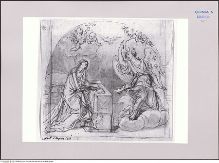 Vorderseite von Martin von Wagner Museum [https://www.deutsche-digitale-bibliothek.de/content/lizenzen/rv-ez/] Entwurf zu einer Verkündigung - , bh589002_recto. Foto.