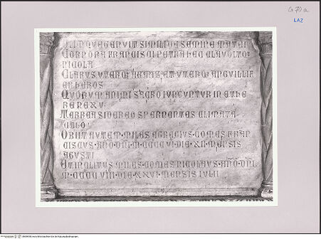 Vorderseite von Dinotola, Salvatore [https://www.deutsche-digitale-bibliothek.de/content/lizenzen/rv-ez/] Grabmal der Brüder Francesco und Nicola AnguillaraSarkophag - Detail: Schriftafel des Sarkopahgs, bh589098_recto. Foto: Dinotola, Salvatore.