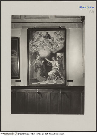 Vorderseite von Bibliotheca Hertziana [https://www.deutsche-digitale-bibliothek.de/content/lizenzen/rv-fz/] Verkündigung - Gesamtansicht, bh589244_recto. Foto.