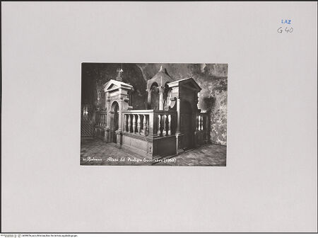 Vorderseite von Fotorotostampa Angeli & C. -Terni [https://www.deutsche-digitale-bibliothek.de/content/lizenzen/rv-fz/] Santa CristinaGrotta di Santa CristinaÜberwölbter Eingangsraum der GrotteCappella del Corpo di Cristo - Gesamtansicht mit Balustrade, bh589256_recto. Foto.