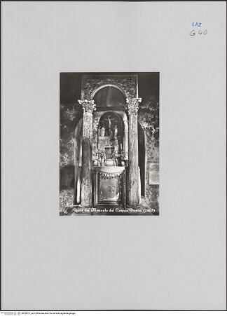 Vorderseite von Fotorotostampa Angeli & C. -Terni [https://www.deutsche-digitale-bibliothek.de/content/lizenzen/rv-fz/] Altare delle quattro colonne (Altar der hl. Christina) - frontal, bh589257_recto. Foto.