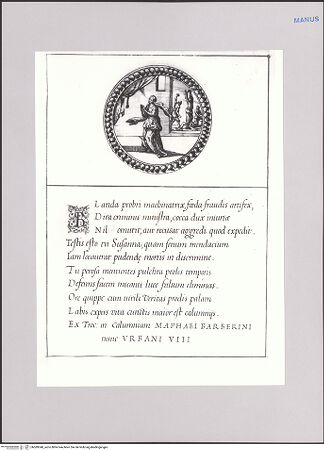 Vorderseite von Biblioteca Apostolica Vaticana [https://www.deutsche-digitale-bibliothek.de/content/lizenzen/rv-ez/] Impresenbuch für Papst Urban VIII.Imprese mit der heiligen Susanna - , bh589340_recto. Foto.