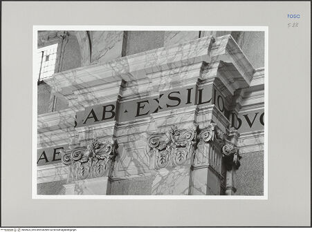 Vorderseite von Sigismondi, Roberto [https://rightsstatements.org/page/CNE/1.0/] San Francesco - Detail: Gebälk, bh589635_recto. Foto: Sigismondi, Roberto.