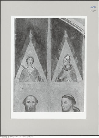 Vorderseite von Sigismondi, Roberto [https://rightsstatements.org/page/CNE/1.0/] Madonna umgeben von Heiligen - Giebelzone rechts, Detail: Heilige, bh589648_recto. Foto: Sigismondi, Roberto.