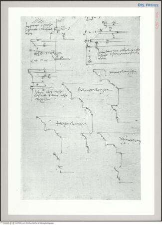 Vorderseite von Sopr BAS FI [http://creativecommons.org/publicdomain/mark/1.0/] Siena, Dom, Studien nach Gebälkteilen am Grab des Silvio Piccolomini - , bh589686_recto. Foto.