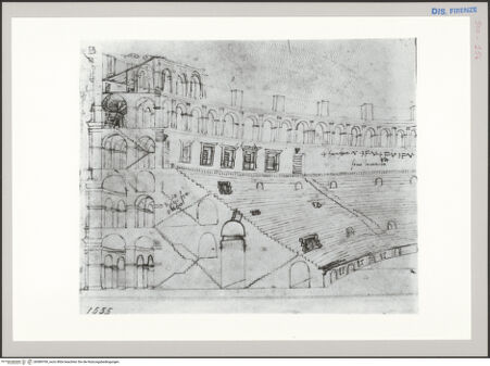 Vorderseite von Sopr BAS FI [https://www.deutsche-digitale-bibliothek.de/content/lizenzen/rv-ez/] Rom, Kolosseum, Rekonstruktion (perspektivische Ansicht mit Schnitt) - , bh589700_recto. Foto.