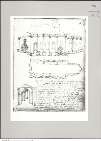 Vorderseite von Württembergische Landesbibliothek Stuttgart [https://www.deutsche-digitale-bibliothek.de/content/lizenzen/rv-ez/] Reiseaufzeichnungen"Raiss in Itaia"Trient: Santa Maria Maggiore, Südansicht, Grundriss und Portal - , bh589737_recto. Foto.